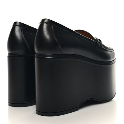 Gucci Ancora Calfskin Womens Horsebit Platform Loafers 35 Black 4 of 9