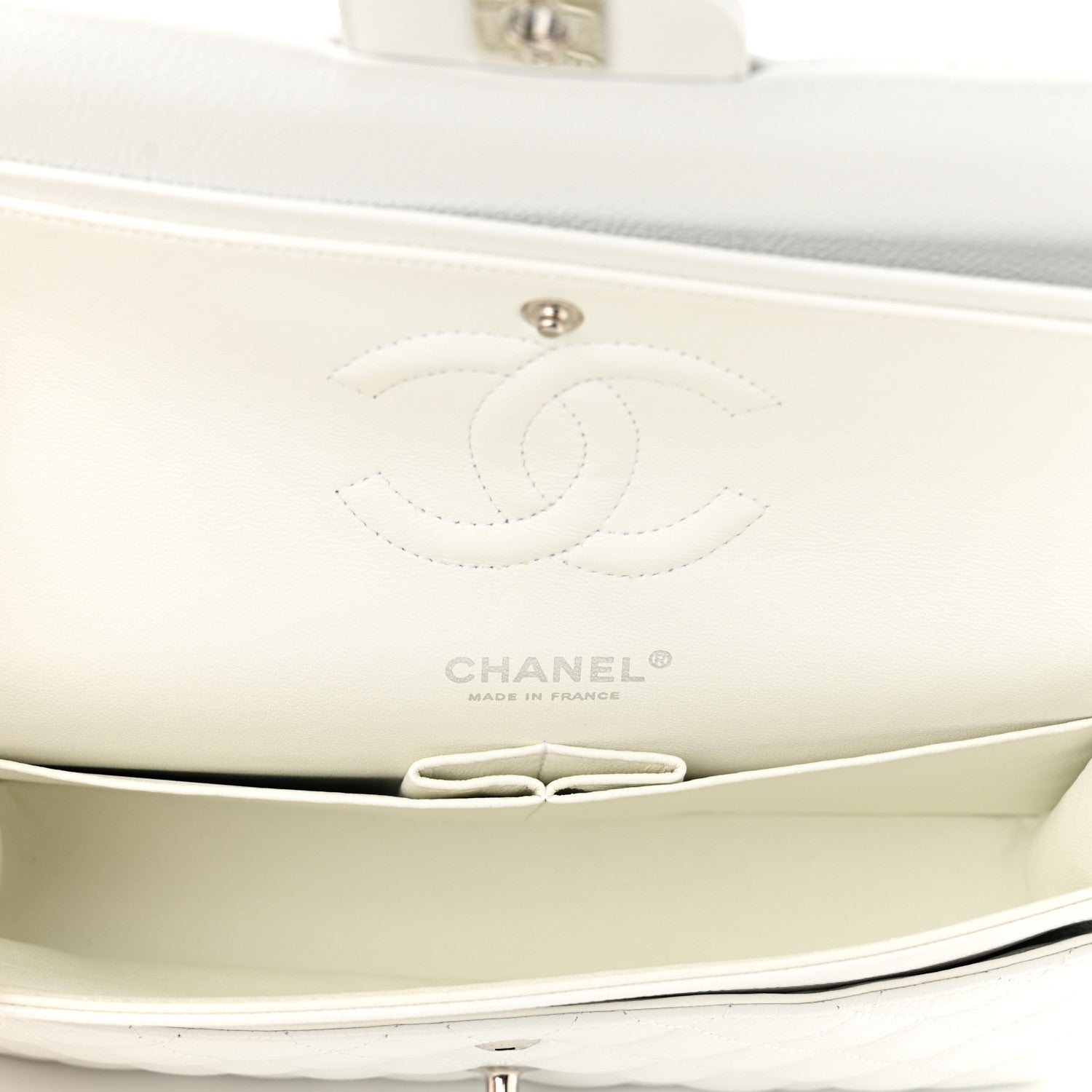 Chanel Caviar Quilted Medium Double Flap White 5 of 10