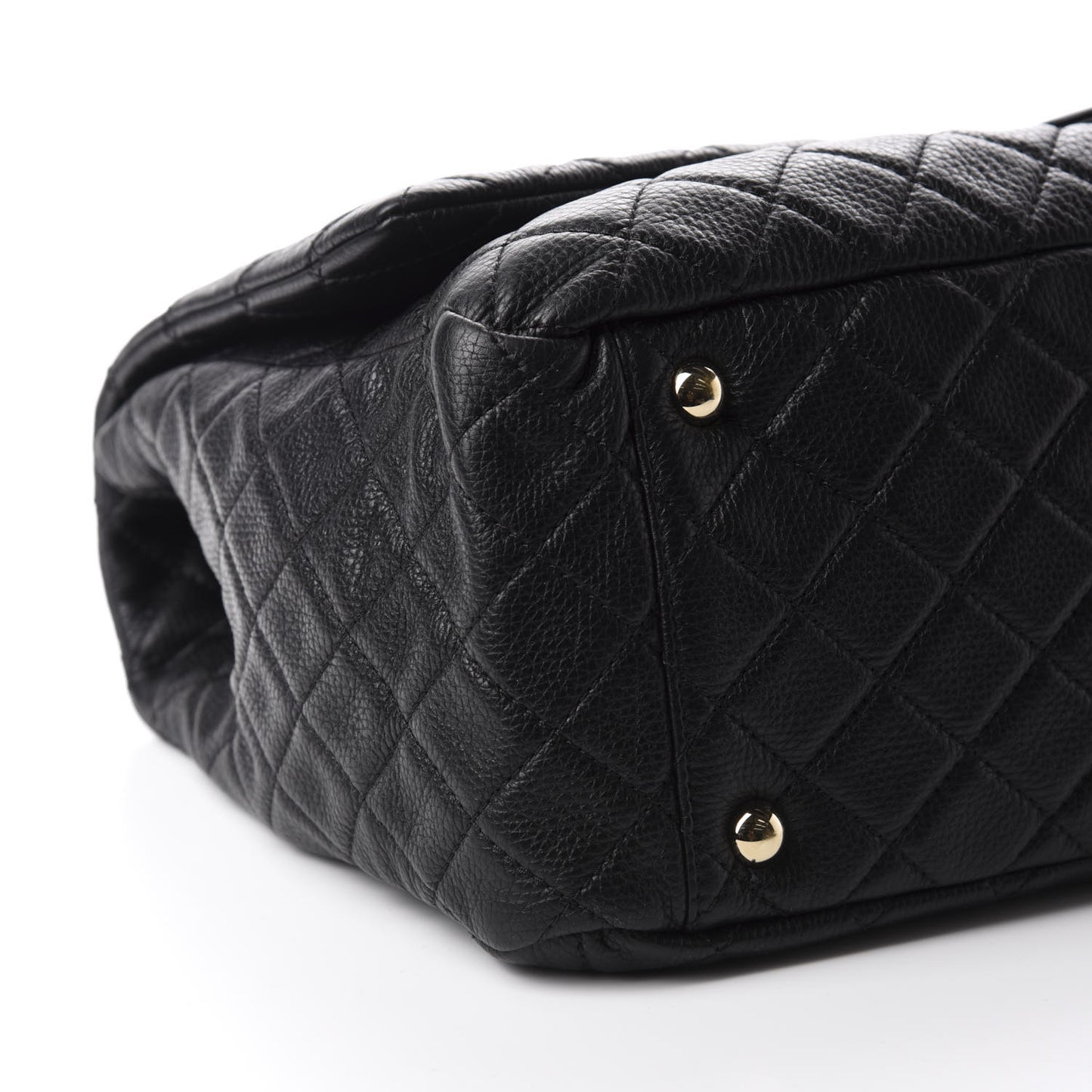 Calfskin Quilted XXL Travel Flap Bag Black