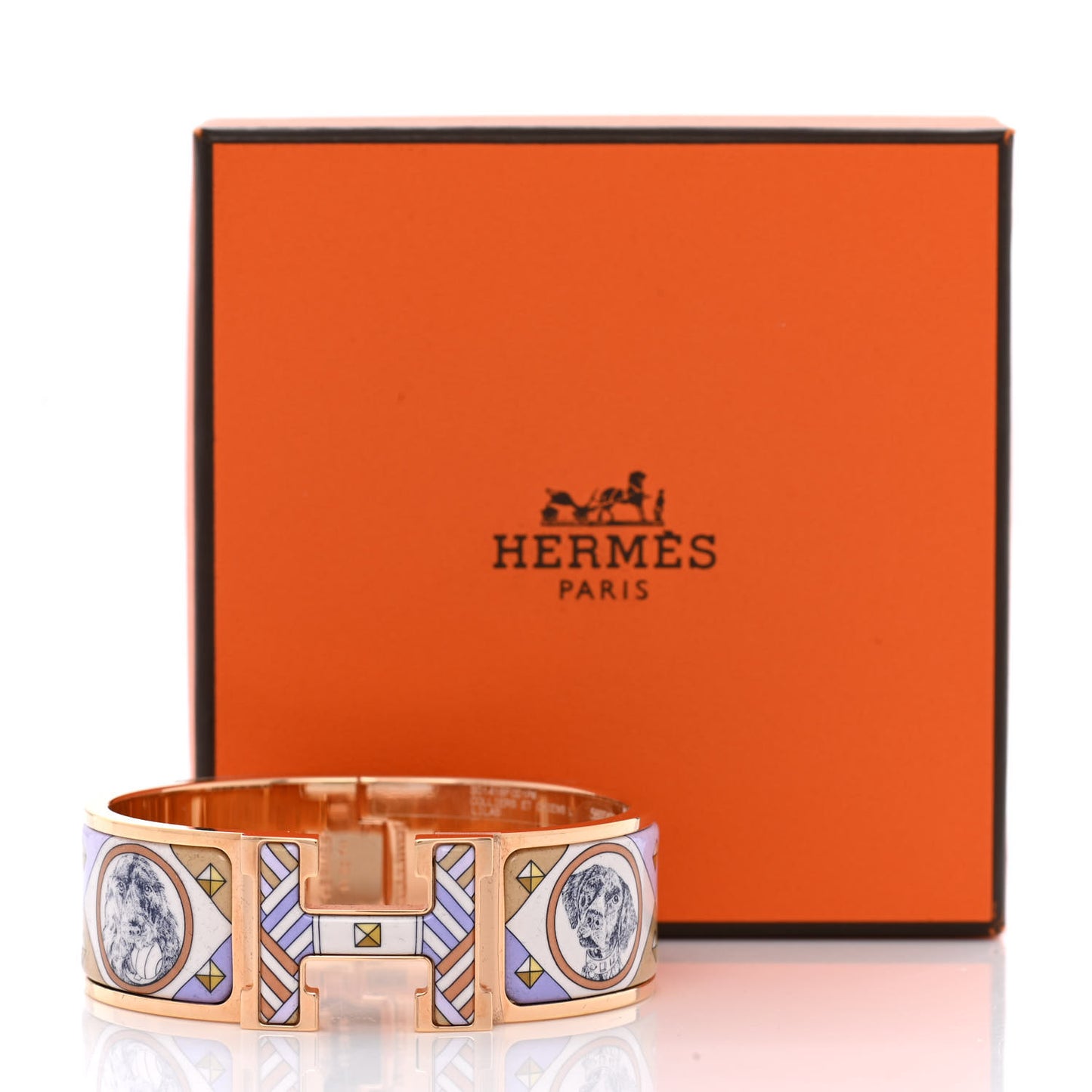 Enamel Printed Colliers et Chiens Wide Clic Clac H Bracelet PM Lilas