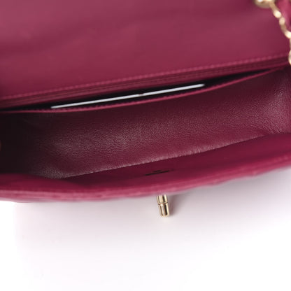 Chanel Lambskin Chevron Quilted Mini Rectangular Flap Dark Pink 5 of 10