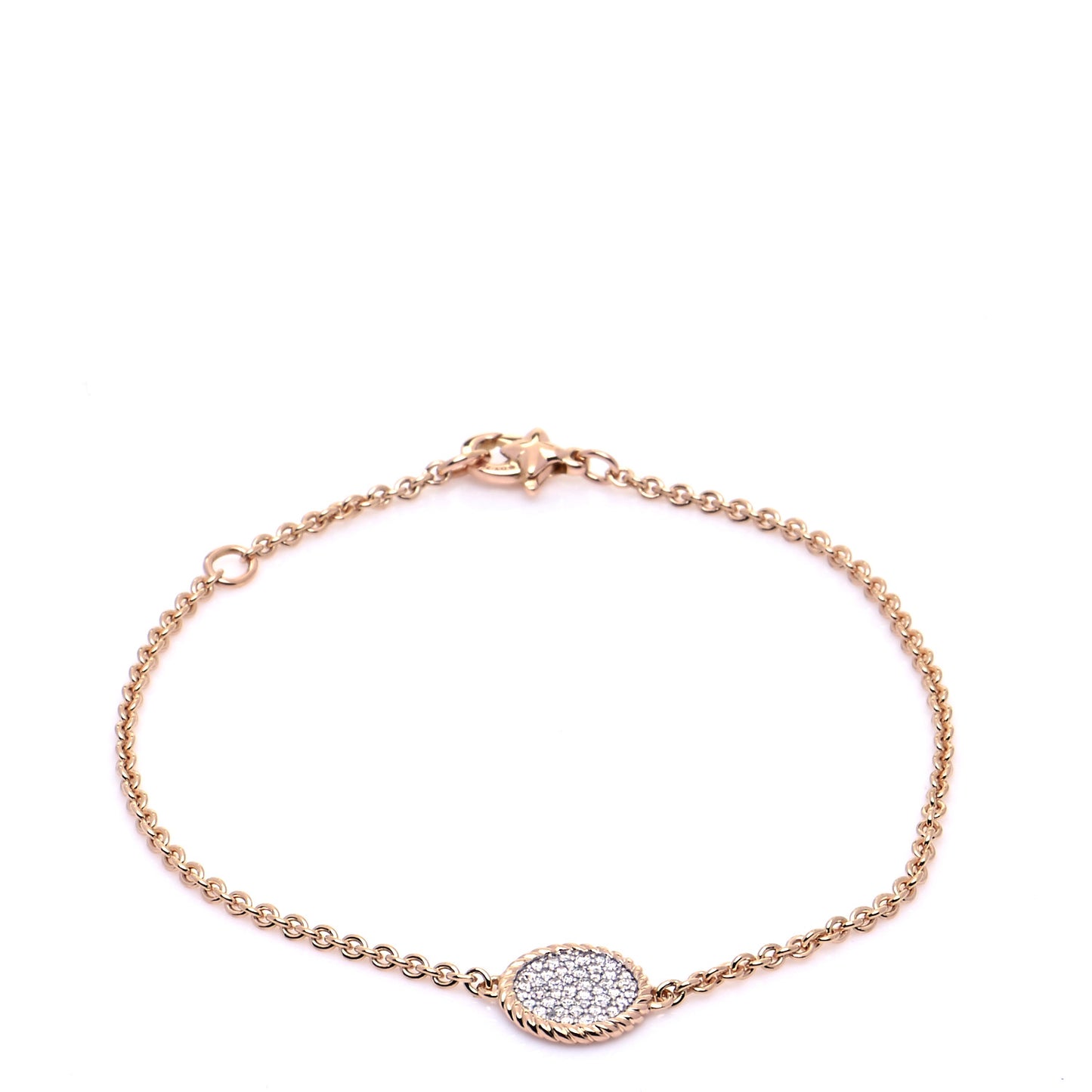 18K Rose Gold Diamond Cable Collectibles Pave Charm Bracelet