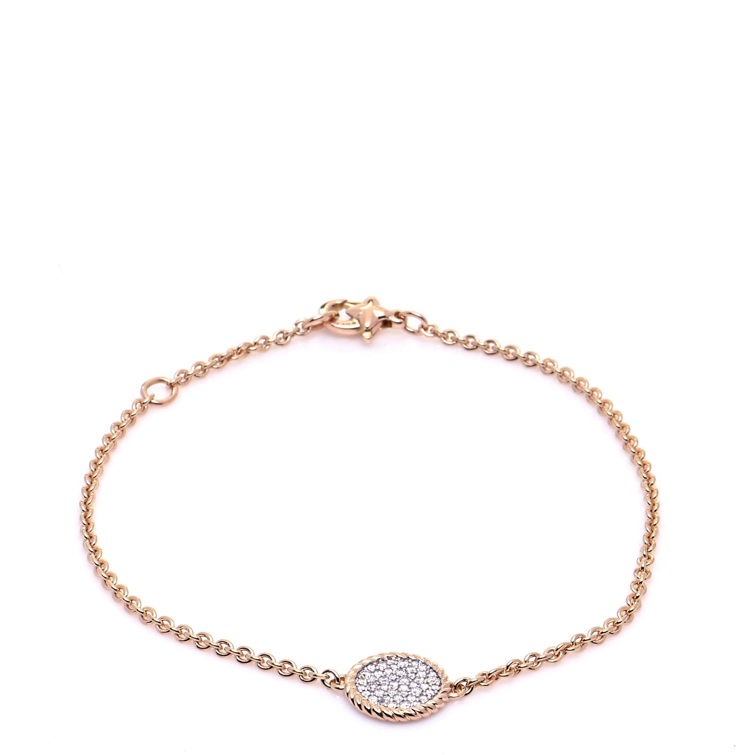 David Yurman 18K Rose Gold Diamond Cable Collectibles Pave Charm Bracelet 1 of 7