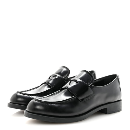 Prada Spazzolato Loafers 38 Black 4 of 10