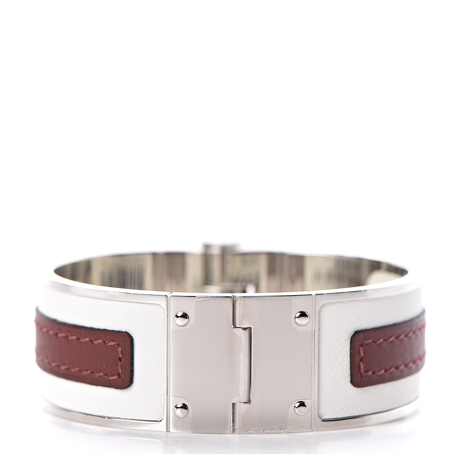 Hermes Swift Calfskin Uni Wide Equestre Hinged Bracelet S Rouge H White 3 of 4