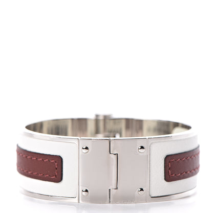 Hermes Swift Calfskin Uni Wide Equestre Hinged Bracelet S Rouge H White 3 of 4
