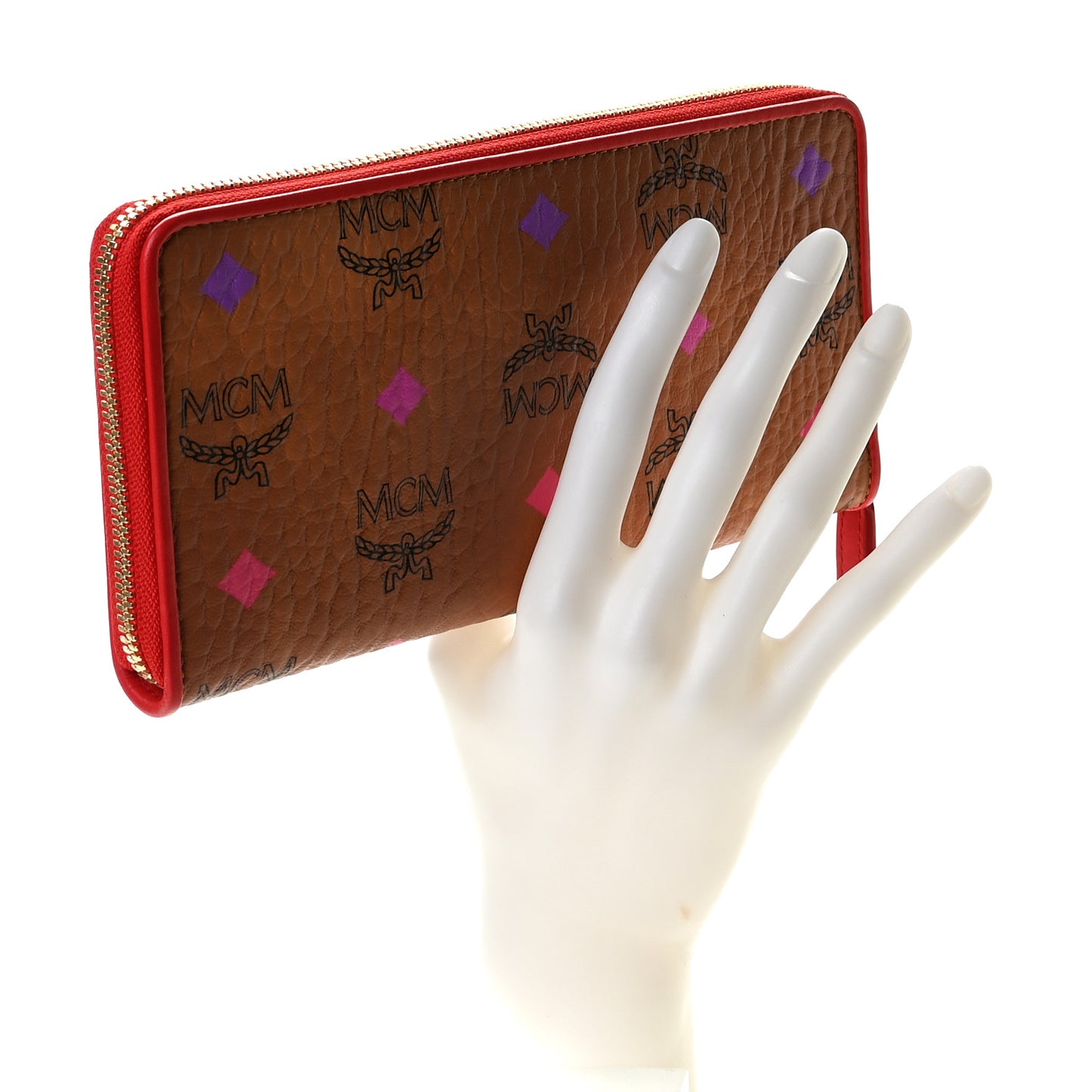 Skyoptic Visetos Zip Around Wallet Cognac Red