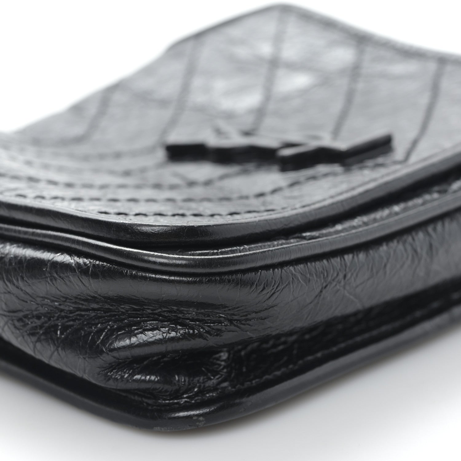 Saint Laurent Crinkled Calfskin Matelasse Monogram Niki Chain Wallet Black 7 of 9