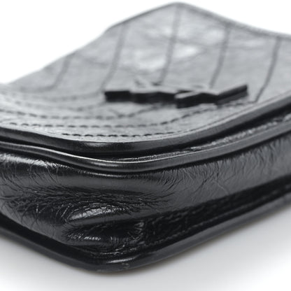 Saint Laurent Crinkled Calfskin Matelasse Monogram Niki Chain Wallet Black 7 of 9