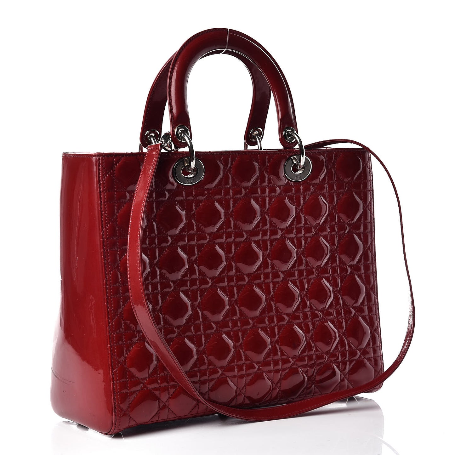Patent Cannage Large Lady Dior Red