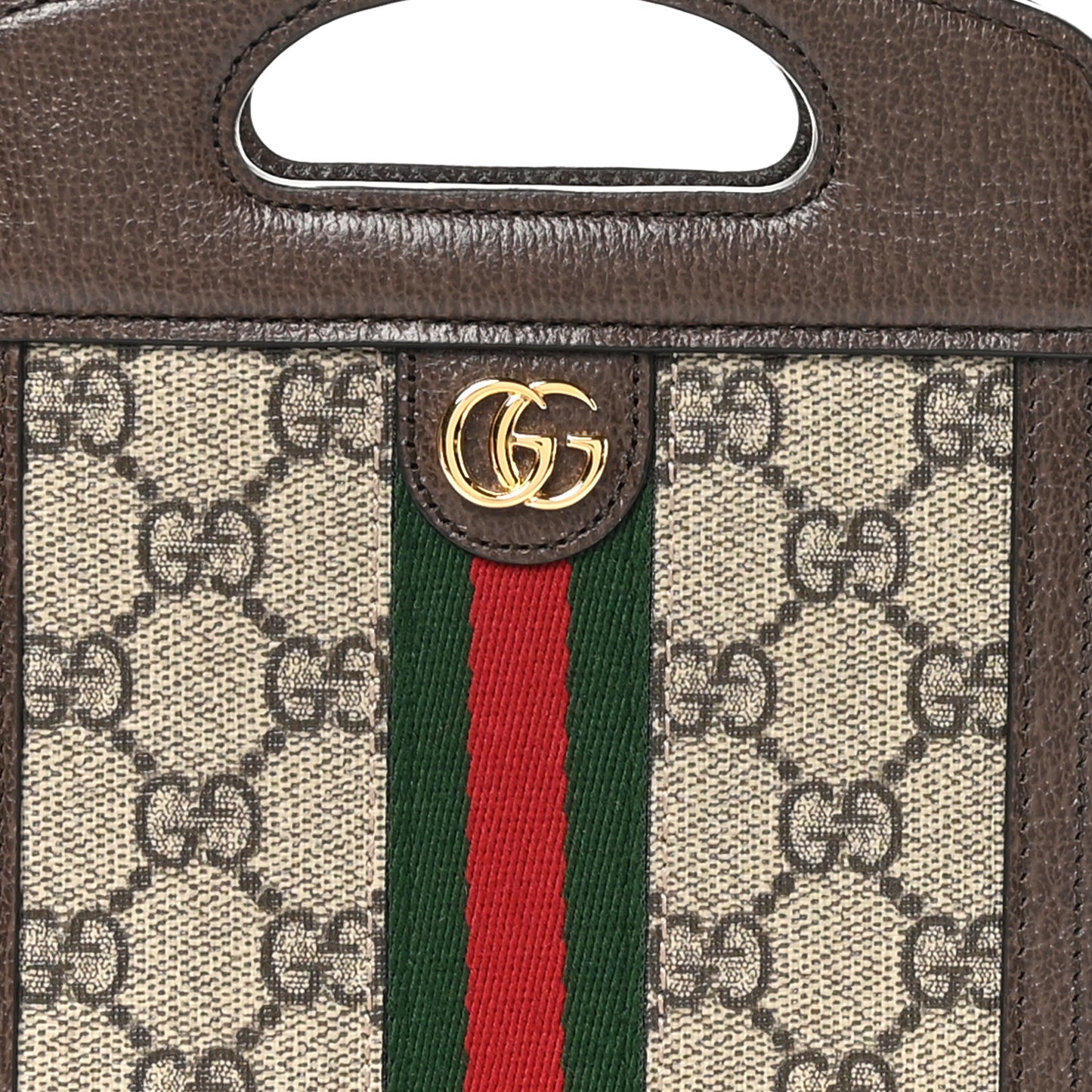 GG Supreme Monogram Textured Dollar Calfskin Web Mini Ophidia Top Slip Handle Crossbody Bag Beige Ebony New Acero