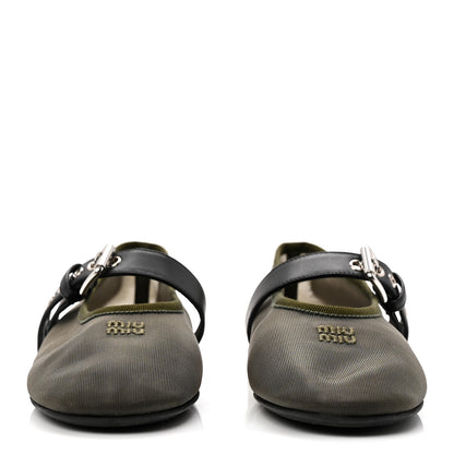 Miu Miu Mesh Buckle Ballerina Flats 39 Oliva 2 of 9
