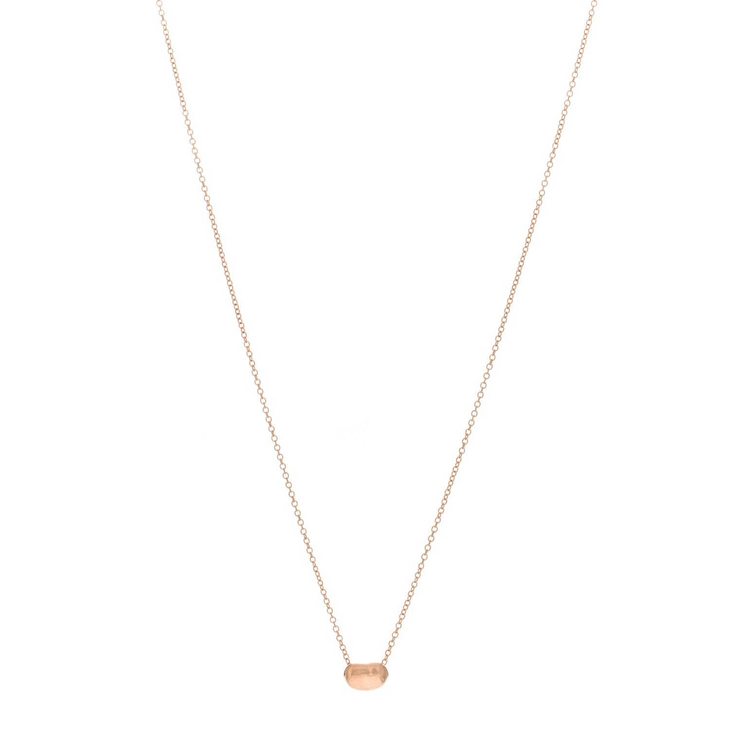 Tiffany 18K Rose Gold 6.5mm Elsa Peretti Bean Pendant Necklace 1 of 5