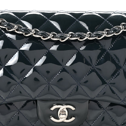 Chanel Patent Quilted Jumbo Double Flap Navy 8 of 11