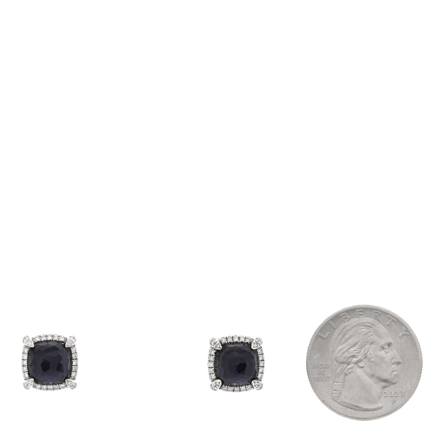 Sterling Silver Diamond Black Orchid 9mm Chatelaine Bezel Earrings
