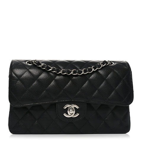 Caviar Quilted Small Double Flap Black