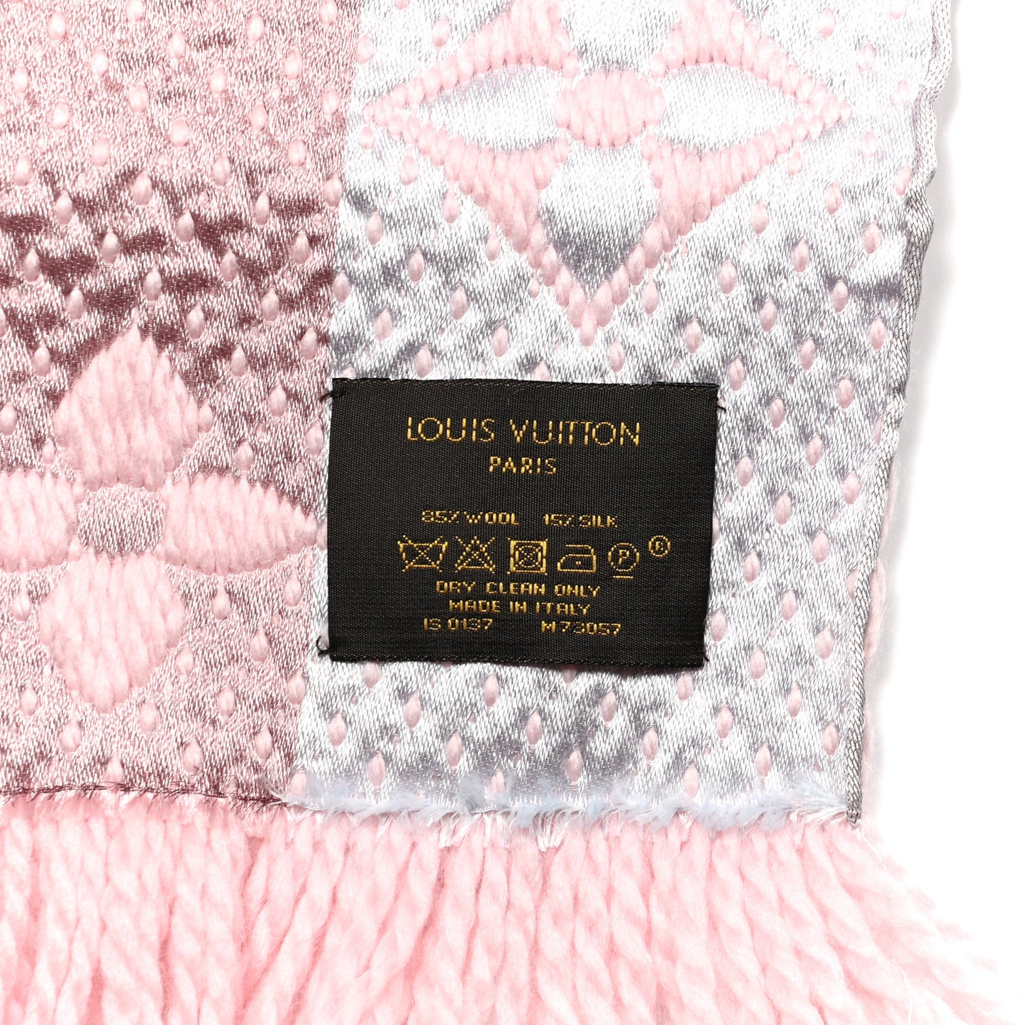 Wool Silk Logomania Rainbow Scarf Crystal Pink