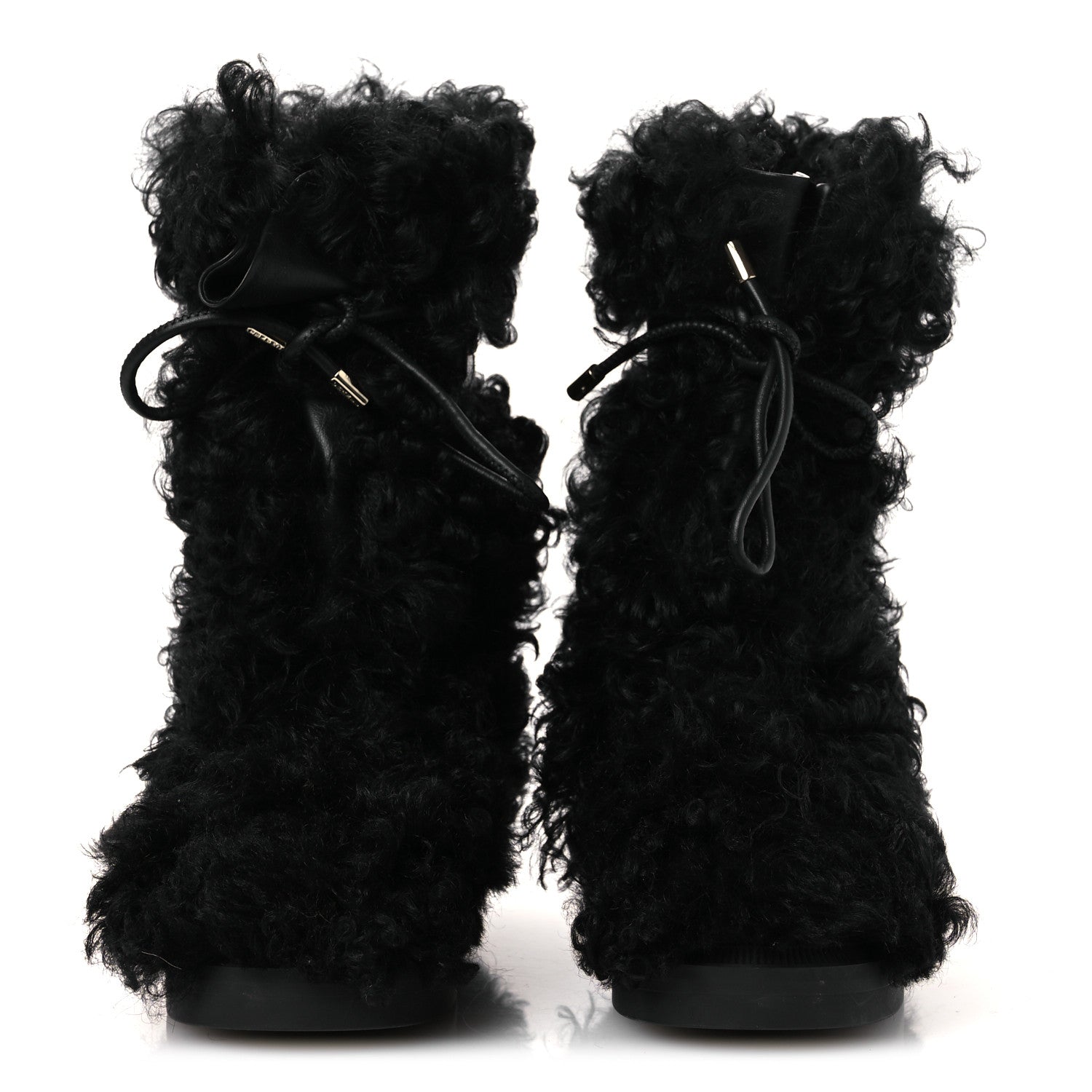Chanel Shearling Sheepskin High Boots 37.5 Black 3 of 11
