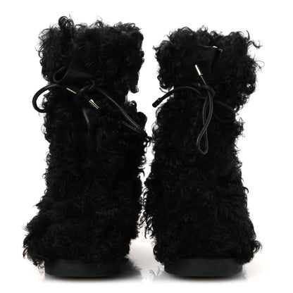 Chanel Shearling Sheepskin High Boots 37.5 Black 3 of 11