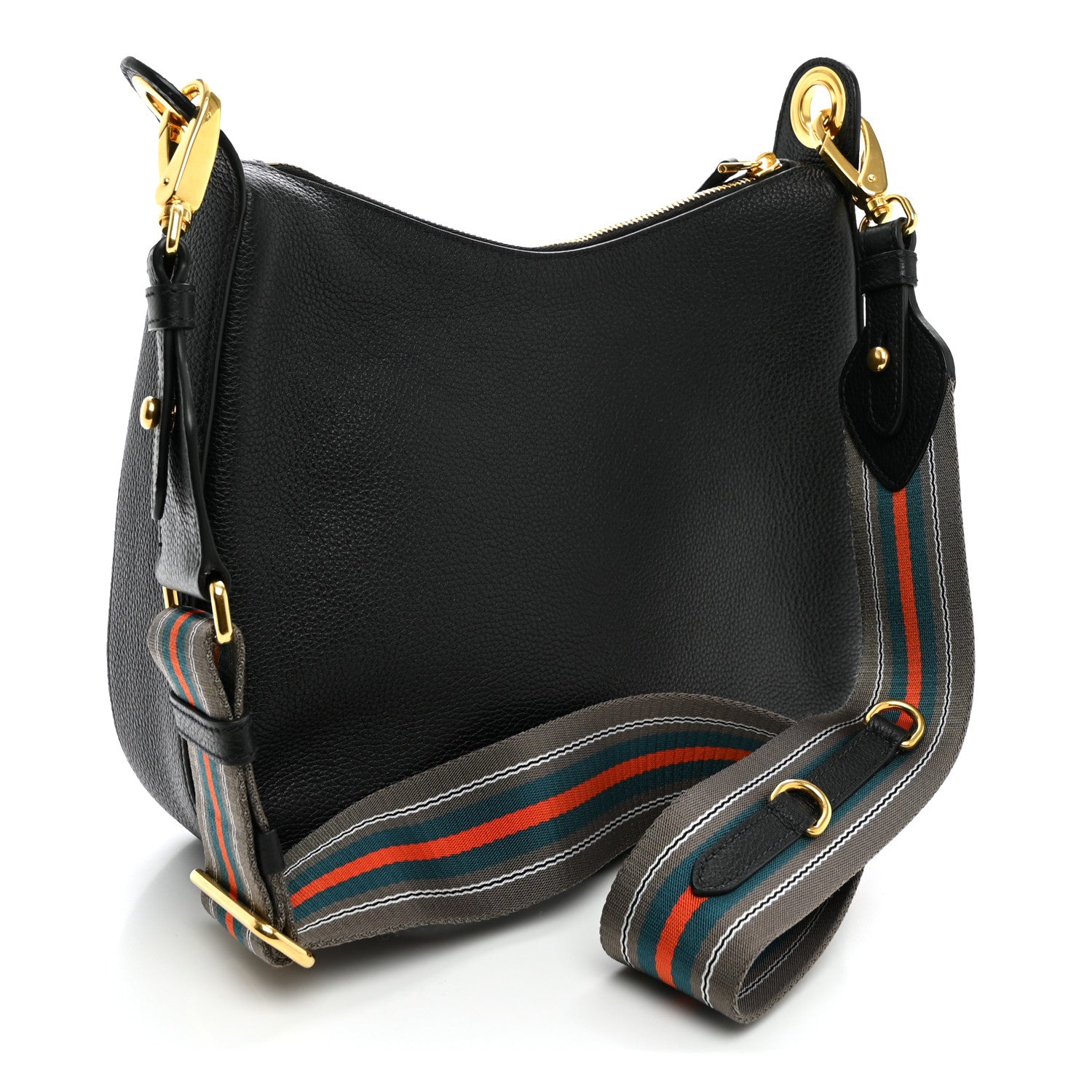 Prada Vitello Phenix Small Zippered Messenger Hobo Black 3 of 10