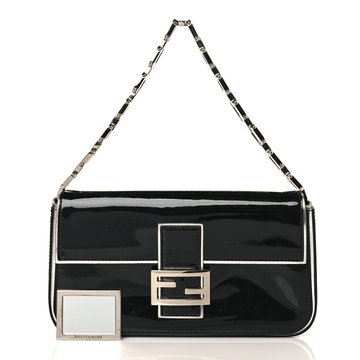 Fendi Vernice Chain Handle Baguette Black 3 of 12
