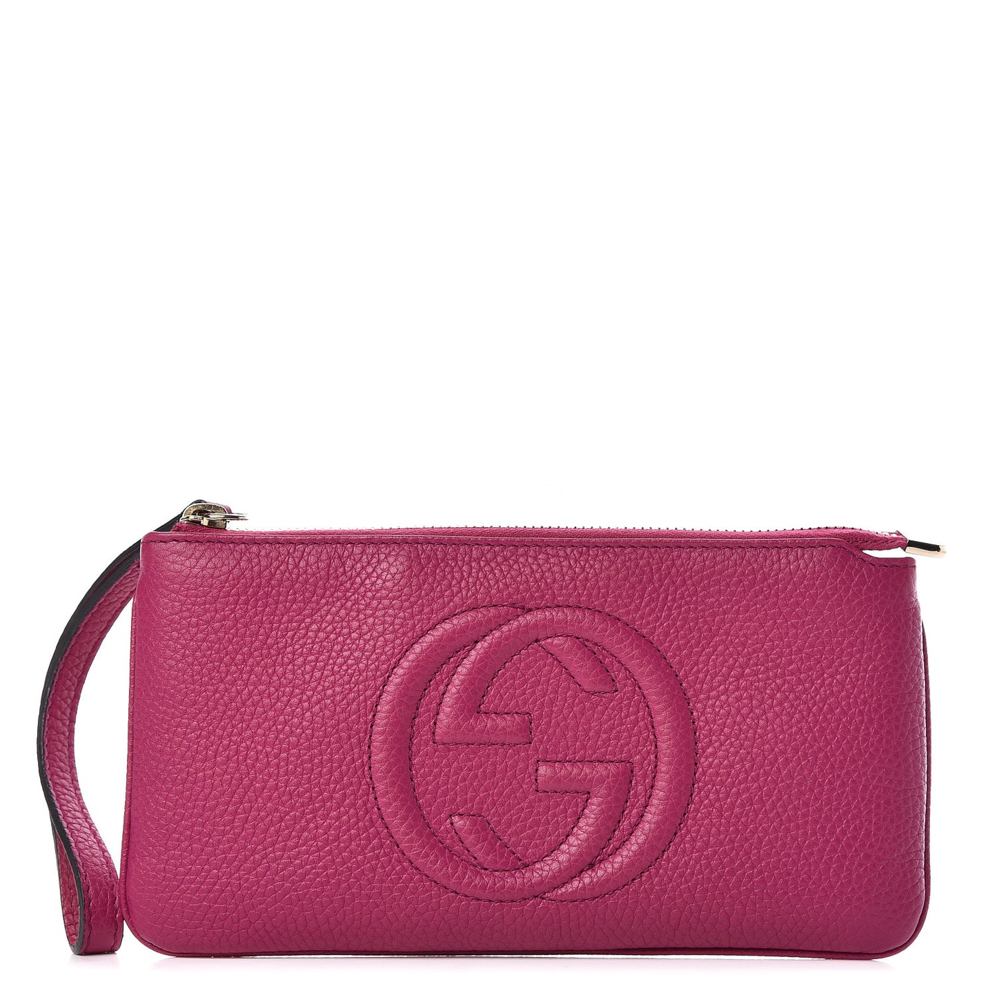 Pebbled Calfskin Soho Wristlet Bright Bougainvillea