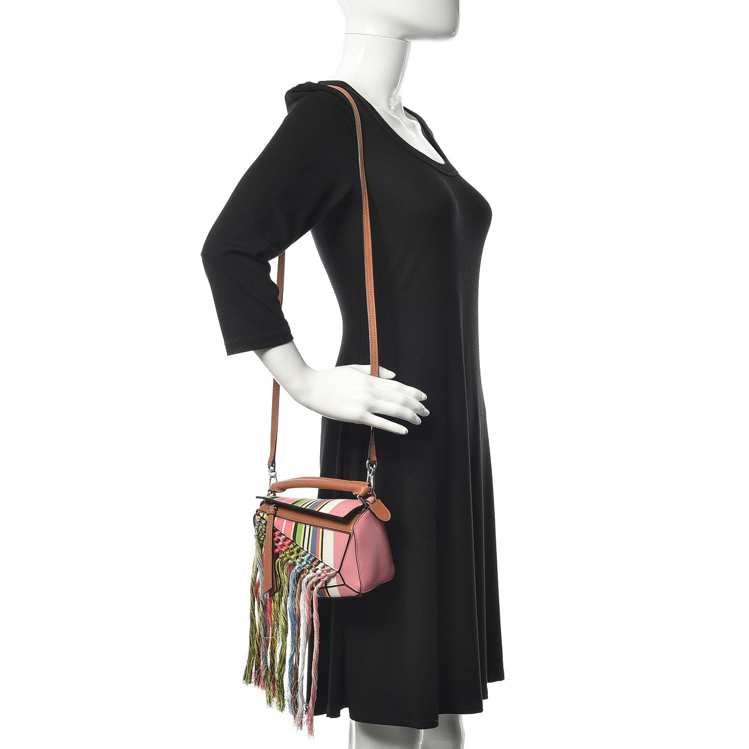 Loewe Calfskin Mini Fringe Puzzle Bag Pink Multicolor 2 of 9