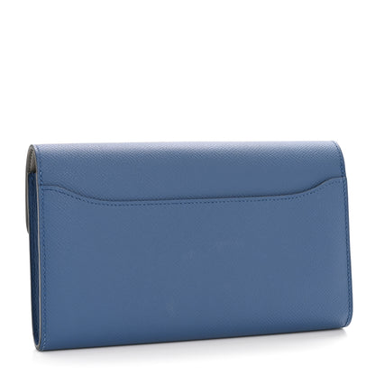 Hermes Epsom Constance Verso Long Wallet Bleu Agate Gris Mouette 3 of 10