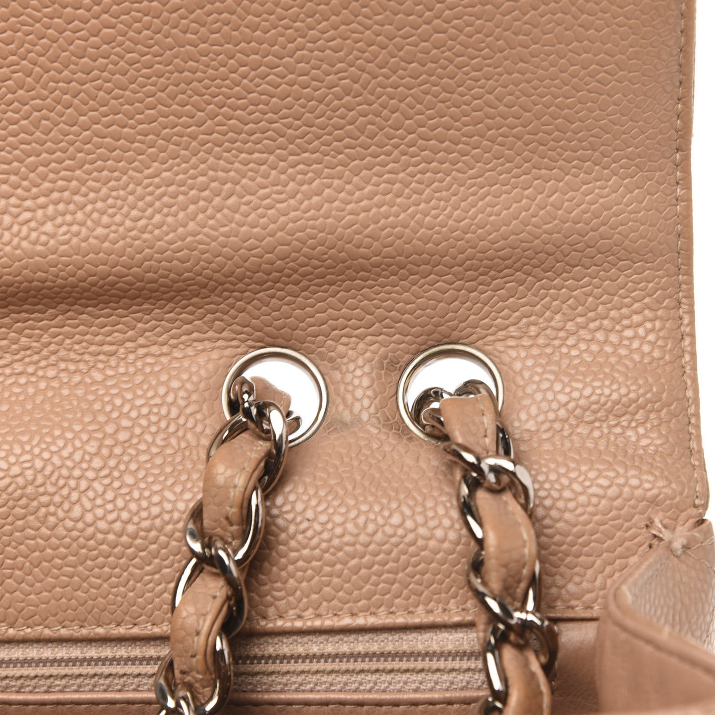 Caviar Quilted Jumbo Single Flap Beige