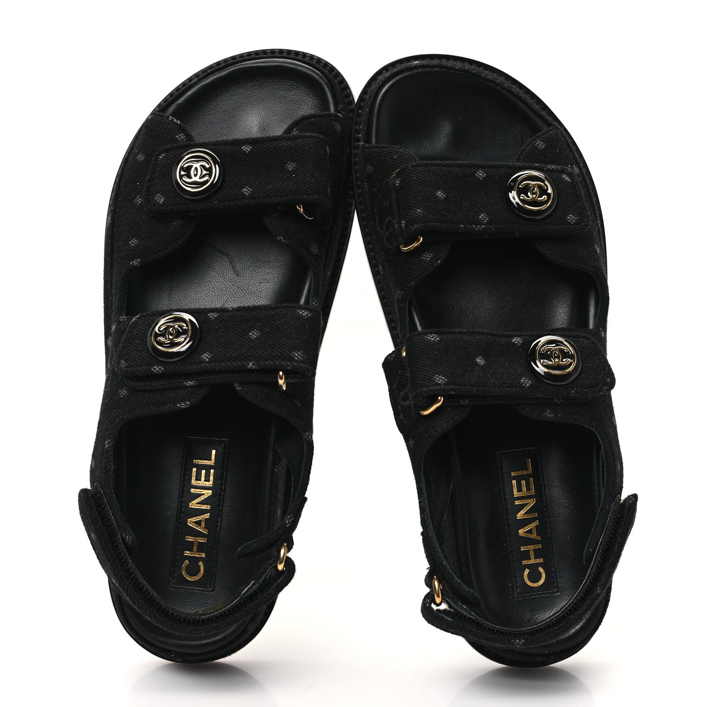 Denim Printed Dad Sandals 38.5 Black