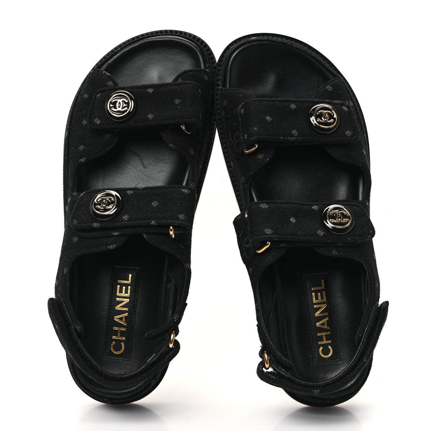 Chanel Denim Printed Dad Sandals 38.5 Black 2 of 11
