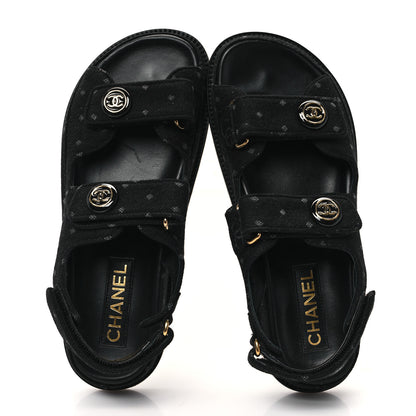 Chanel Denim Printed Dad Sandals 38.5 Black 2 of 11