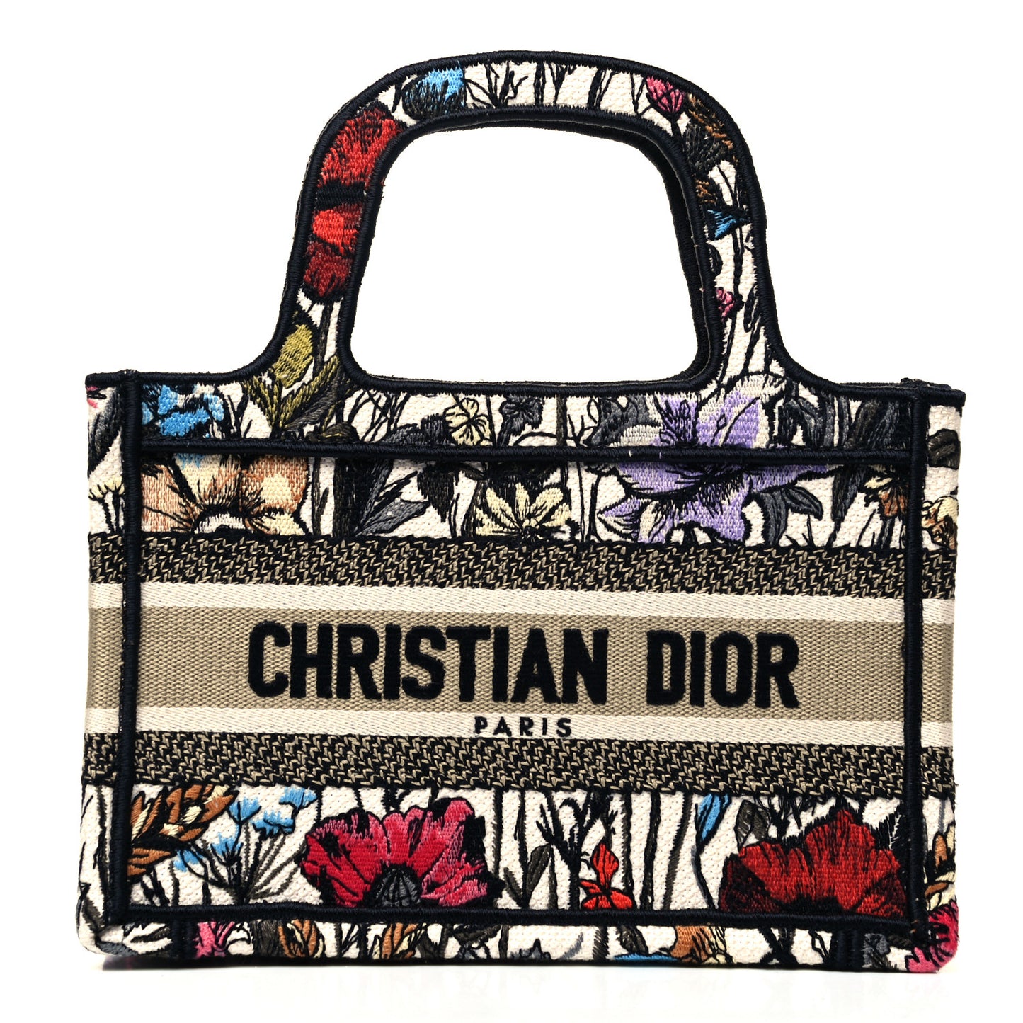 Canvas Embroidered Mille Fleurs Mini Book Tote Multicolor