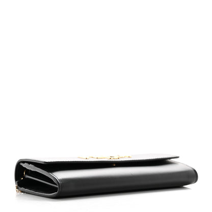 Fendi Vitello Kyoto Metal Fendi Roma Logo Chain Continental Wallet Black 3 of 10