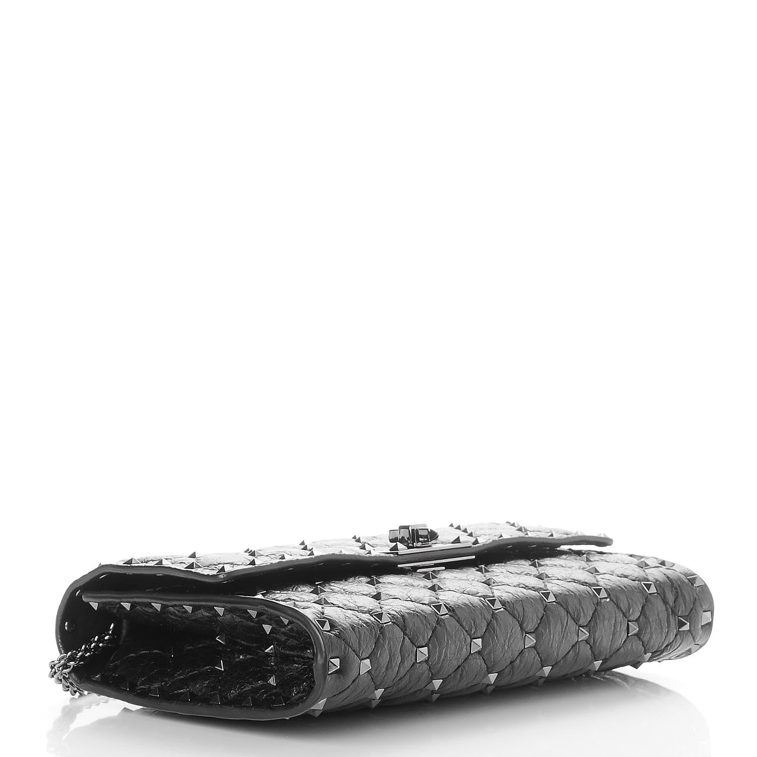 Valentino Garavani Craquele Nappa Rockstud Spike Wallet on Chain Black 4 of 6
