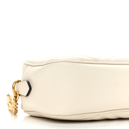 Gucci Calfskin Matelasse Small GG Marmont Chain Shoulder Bag White 9 of 11