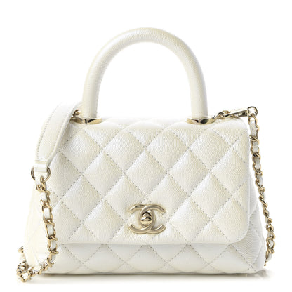 Chanel Iridescent Caviar Quilted Extra Mini Coco Handle Flap Ivory 1 of 10