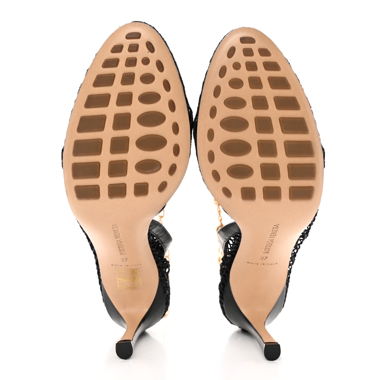 Mesh Nappa Chunky Chain Sandals 37 Black