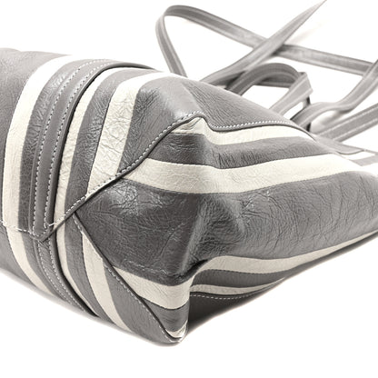 Balenciaga Agneau Arena Striped Patchwork Medium Barbes East West Shopper Lead 9 of 9