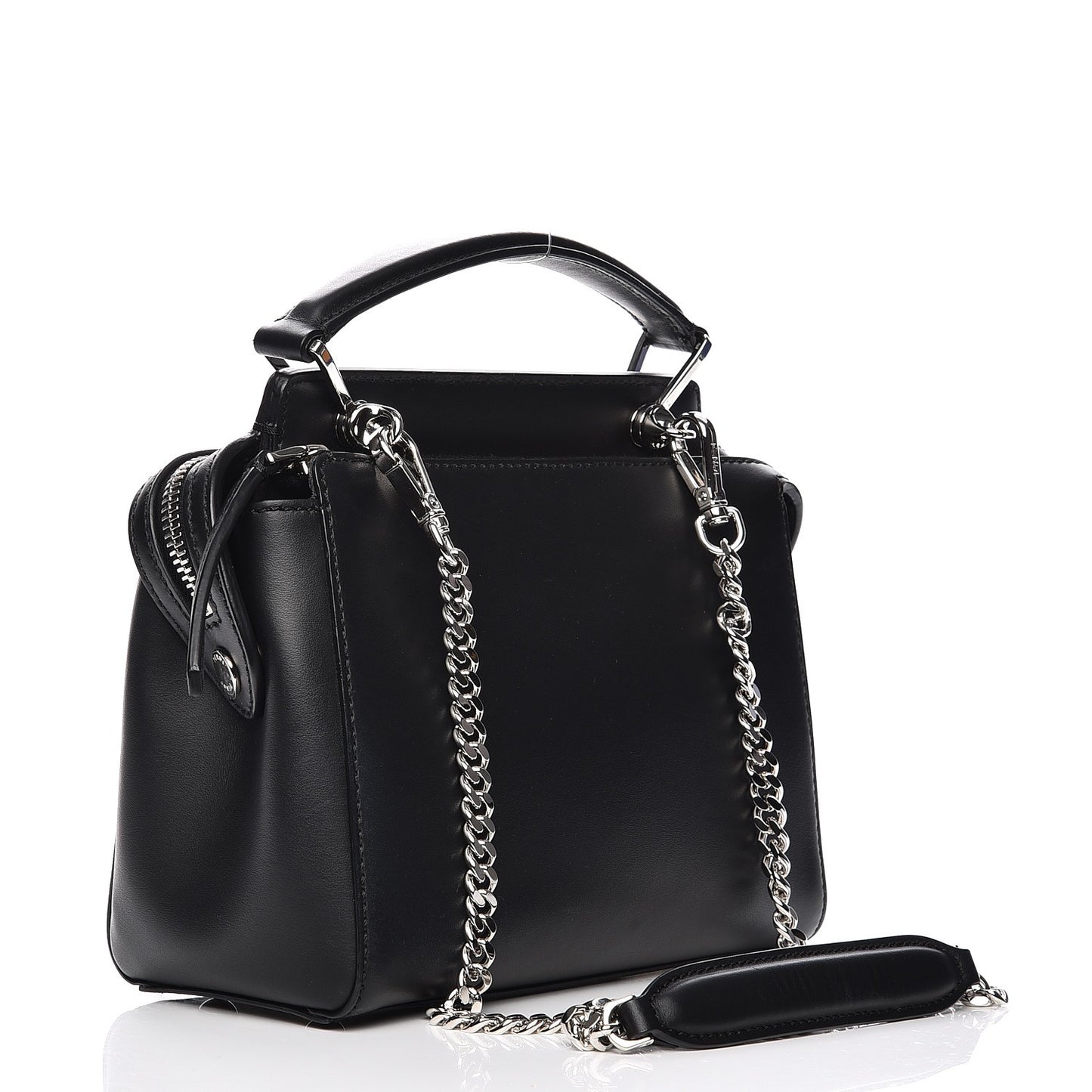Vitello Baltico Shiny Nappa Lace Up Floral Small Dotcom Click Chain Satchel Black