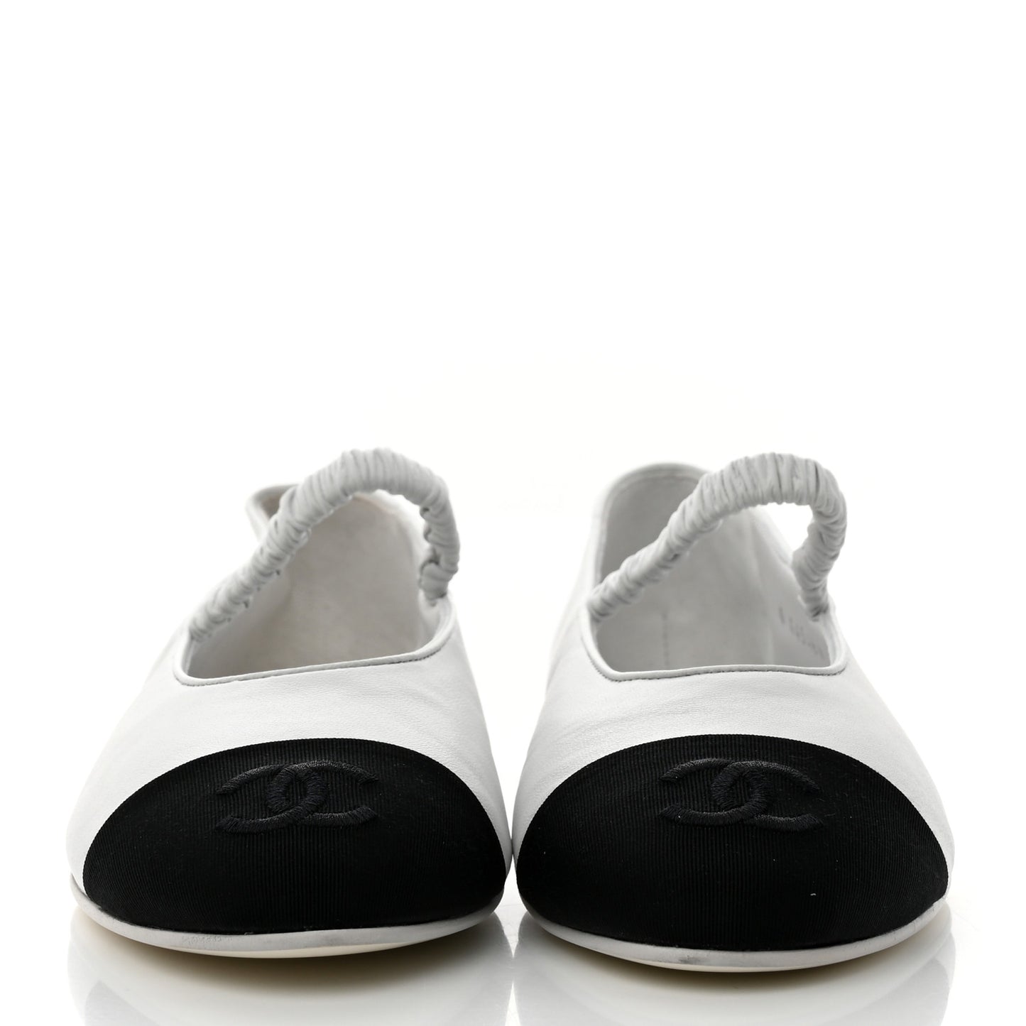 Lambskin Grosgrain Cap Toe CC Ballerina Flats With Leg Warmers 36 White