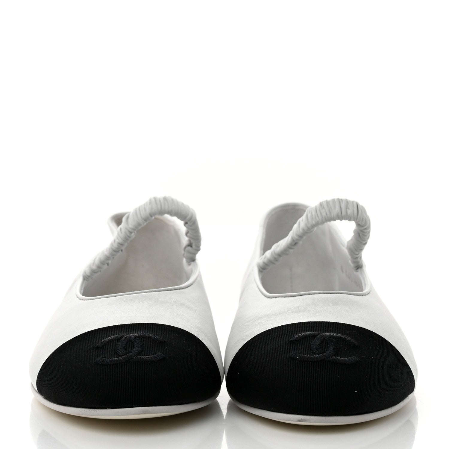 Chanel Lambskin Grosgrain Cap Toe CC Ballerina Flats With Leg Warmers 36 White 3 of 10