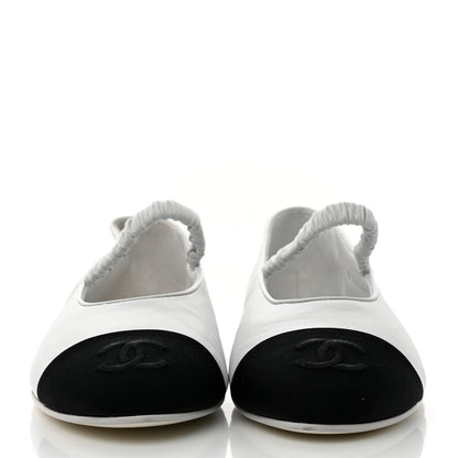 Chanel Lambskin Grosgrain Cap Toe CC Ballerina Flats With Leg Warmers 36 White 3 of 10