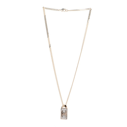 Chanel Crystal Dog Tag Charm Necklace Gold 3 of 6