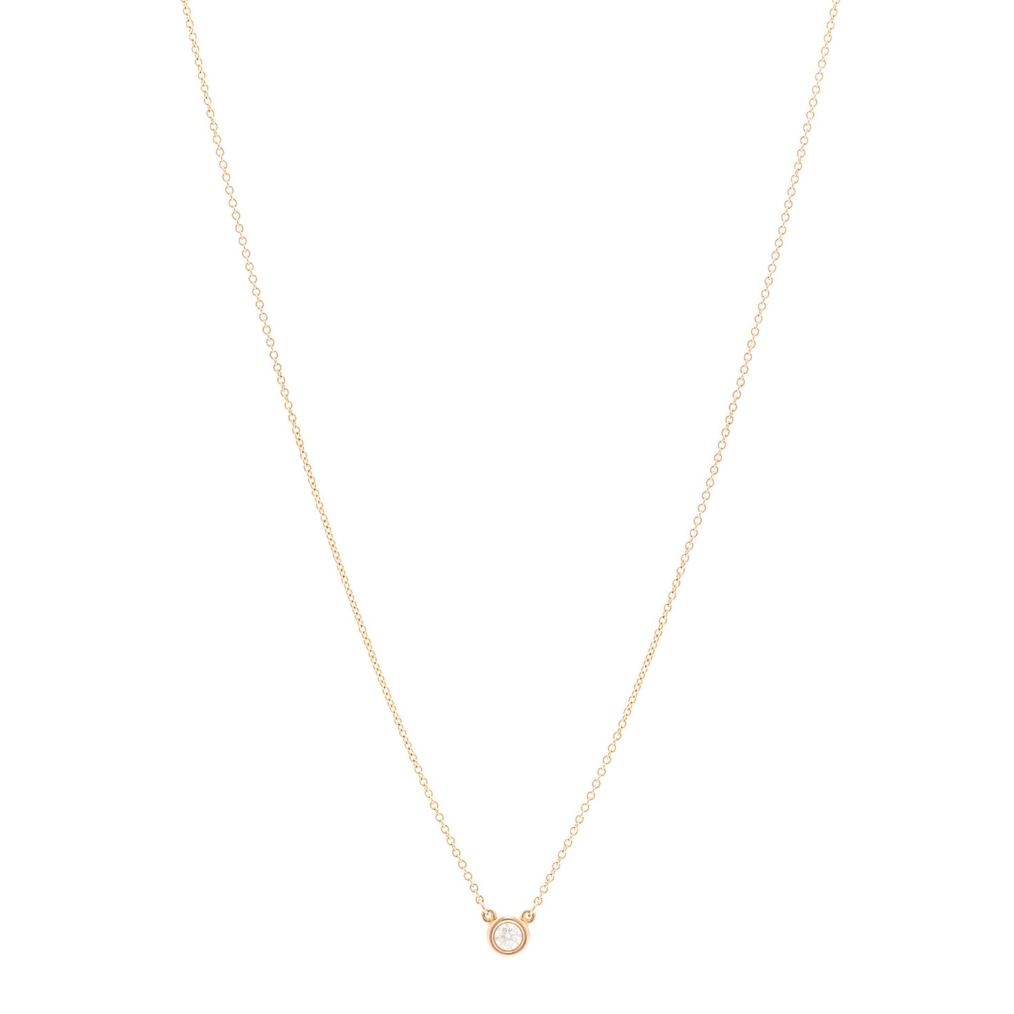 18K Rose Gold Diamond .17ct Elsa Peretti Diamonds by the Yard Pendant Necklace