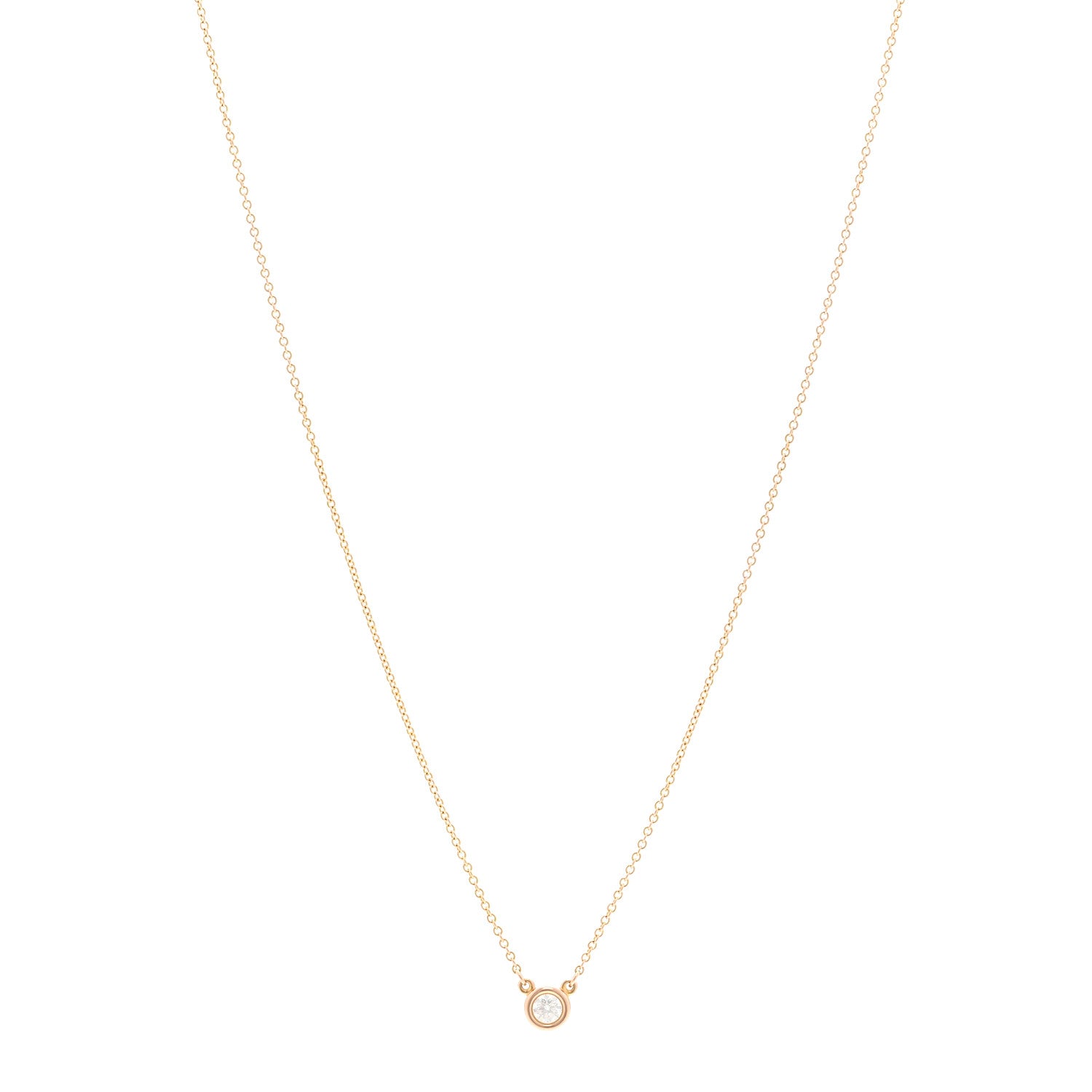 Tiffany 18K Rose Gold Diamond .17ct Elsa Peretti Diamonds by the Yard Pendant Necklace 1 of 4