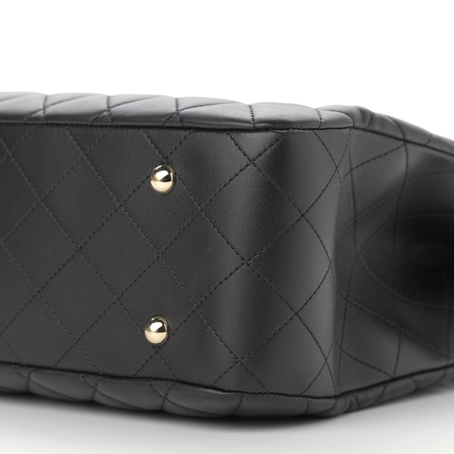 Lambskin Quilted Large Classic Shopping Tote Black