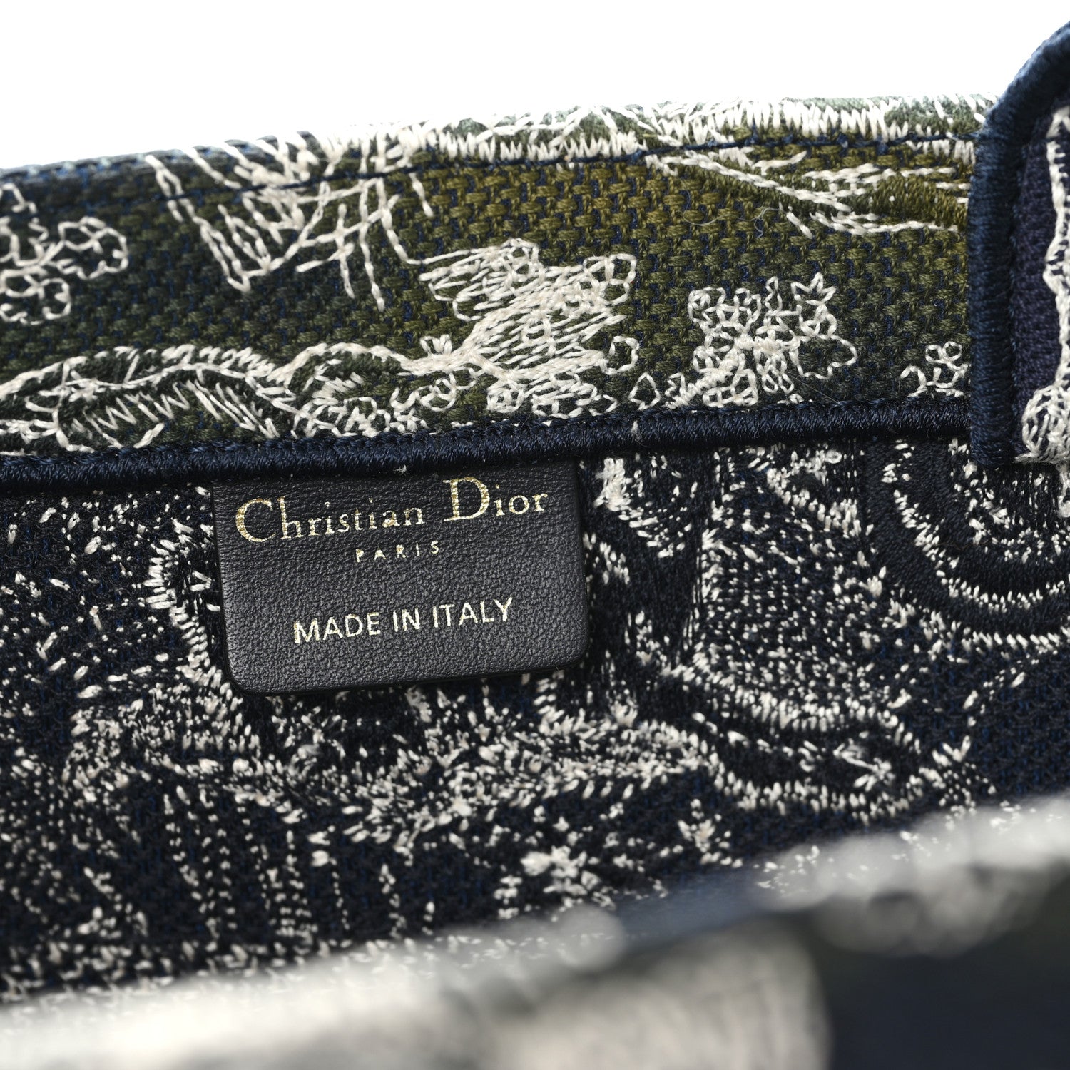 Christian Dior Canvas Embroidered Medium Toile De Jouy Reverse Book Tote Blue Green 6 of 11