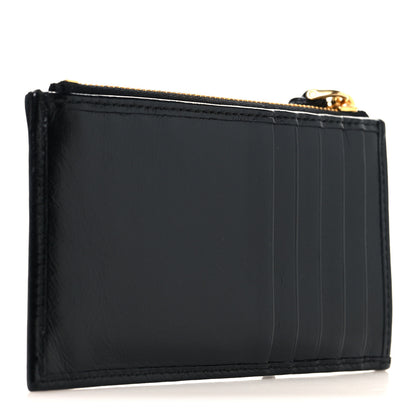 Prada Glossy Calfskin Triangle Zip Card Holder Black 3 of 7
