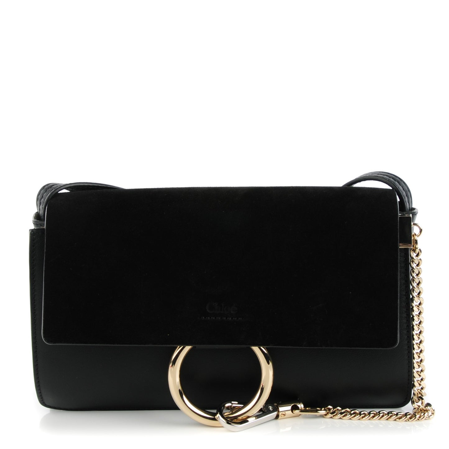 Suede Calfskin Small Faye Shoulder Bag Black